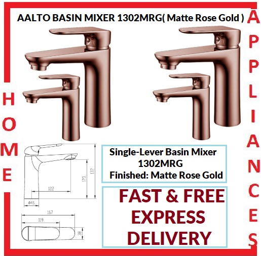 AALTO BASIN MIXER 1302MRG ( MATTE ROSE GOLD ) / FREE EXPRESS DELIVERY
