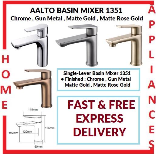 AALTO BASIN MIXER 1351 ( CHROME , GUN METAL , MATTE GOLD , MATTE ROSE GOLD ) / FREE EXPRESS DELIVERY