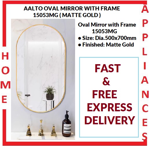 AALTO OVAL MIRROR WITH FRAME 15053MG ( MATTE GOLD ) / FREE EXPRESS DELIVERY