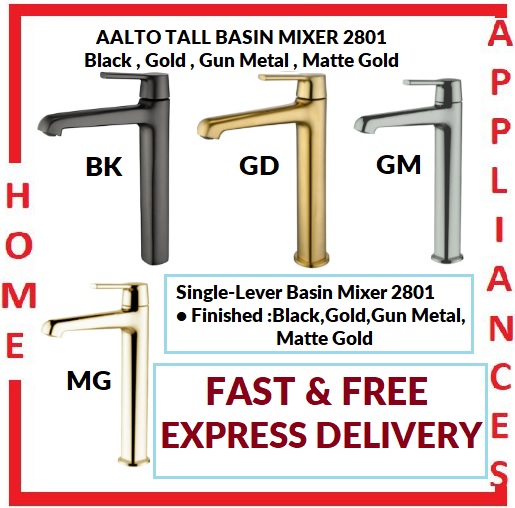 AALTO TALL BASIN MIXER 2801 ( BLACK , GOLD , GUN METAL , MATTE GOLD ) / FREE EXPRESS DELIVERY