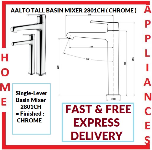 AALTO TALL BASIN MIXER 2801CH ( CHROME ) / FREE EXPRESS DELIVERY
