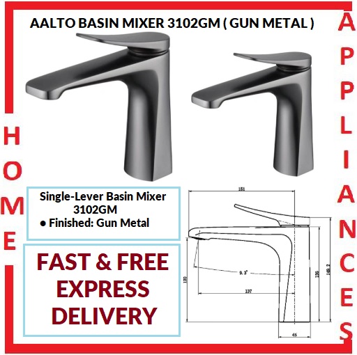 AALTO BASIN MIXER 3102GM ( GUN METAL ) / FREE EXPRESS DELIVERY