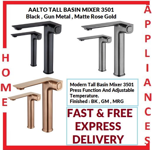 AALTO TALL BASIN MIXER 3501 ( BLACK , GUN METAL , MATTE ROSE GOLD ) / FREE EXPRESS DELIVERY