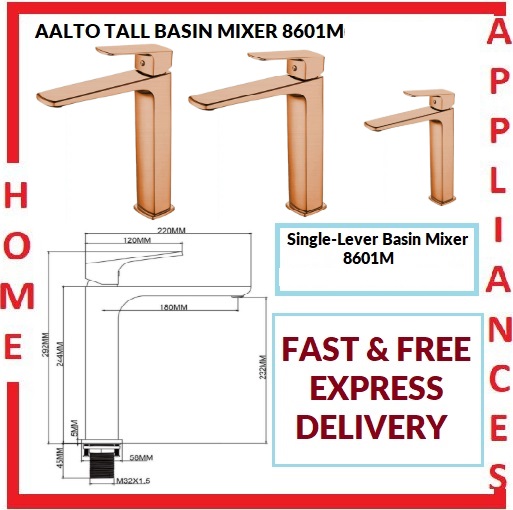 AALTO TALL BASIN MIXER 8601MRG ( MATTE ROSE GOLD ) / FREE EXPRESS DELIVERY