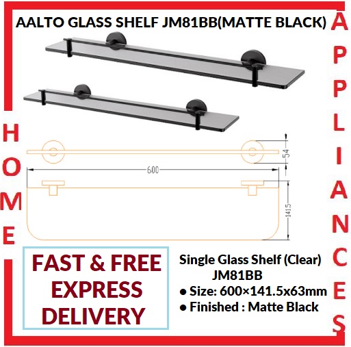 AALTO GLASS SHELF JM81BB ( MATTE BLACK ) / FREE EXPRESS DELIVERY
