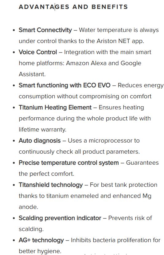 ARISTON SLIM3 TOP WIFI ELECTRIC STORAGE WATER HEATER ( 30L ) / FREE EXPRESS DELIVERY - Image 6