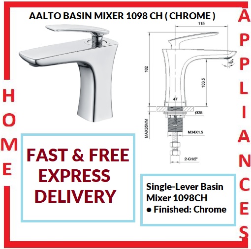 AALTO BASIN MIXER 1098 CH ( CHROME ) / FREE EXPRESS DELIVERY