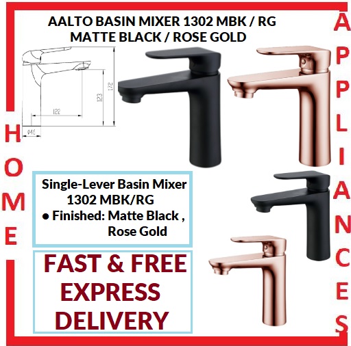 AALTO BASIN MIXER 1302MBK/RG ( MATTE BLACK / ROSE GOLD ) / FREE EXPRESS DELIVERY