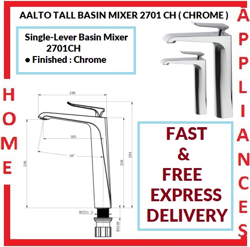 AALTO TALL BASIN MIXER 2701CH ( CHROME ) / FREE EXPRESS DELIVERY