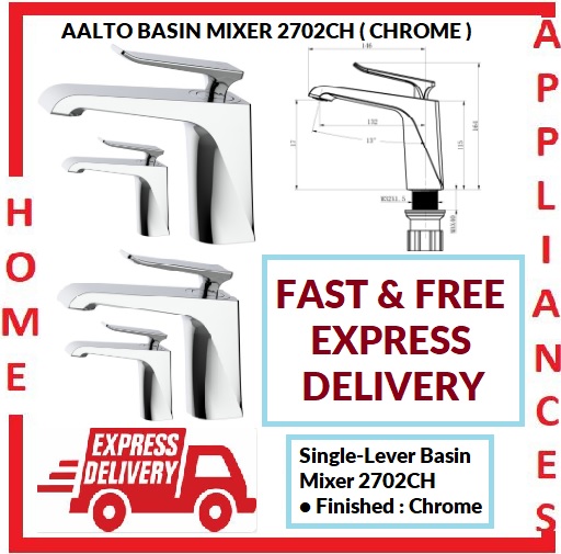 AALTO BASIN MIXER 2702 CH ( CHROME ) / FREE EXPRESS DELIVERY