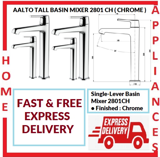 AALTO TALL BASIN MIXER 2801 CH ( CHROME ) / FREE EXPRESS DELIVERY
