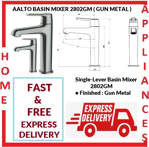 AALTO BASIN MIXER 2802GM ( GUN METAL ) / FREE EXPRESS DELIVERY