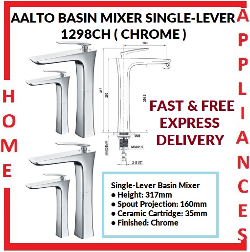 AALTO SINGLE-LEVER BASIN MIXER 1298CH ( CHROME ) / FREE EXPRESS DELIVERY