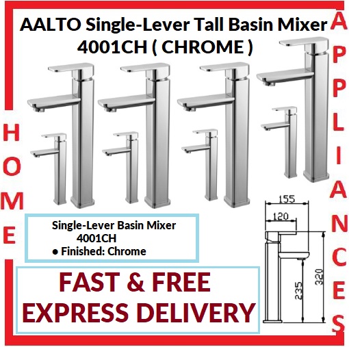 AALTO SINGLE-LEVER TALL BASIN MIXER 4001CH ( CHROME ) / FREE EXPRESS DELIVERY
