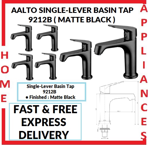 AALTO SINGLE-LEVER BASIN TAP 9212B ( MATTE BLACK ) / FREE EXPRESS DELIVERY