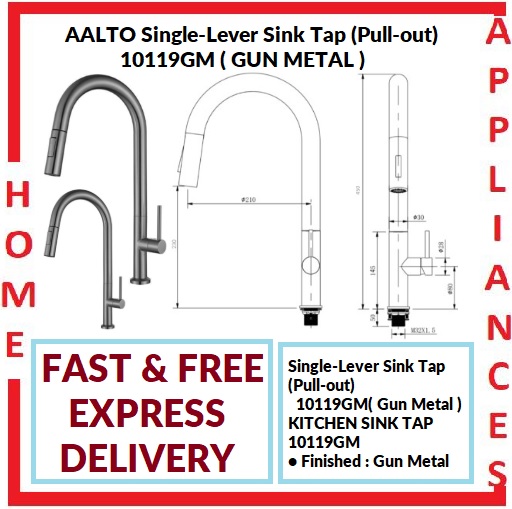 AALTO Single-Lever Kitchen Sink Tap (Pull-out) 10119GM ( GUN METAL ) / FREE EXPRESS DELIVERY