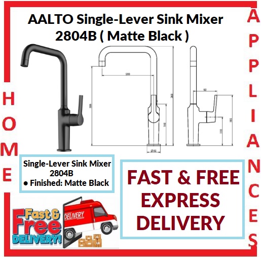 AALTO Single-Lever Sink Mixer 2804B ( MATTE BLACK ) / FREE EXPRESS DELIVERY