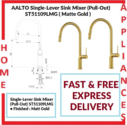 AALTO Single-Lever Sink Mixer (Pull-Out) ST51109LMG ( MATTE GOLD ) / FREE EXPRESS DELIVERY