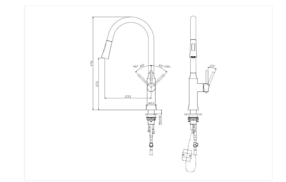 AALTO Single-Lever Sink Mixer (Pull-Out) 5156M ( BRUSHED STEEL ) / FREE EXPRESS DELIVERY - Image 3