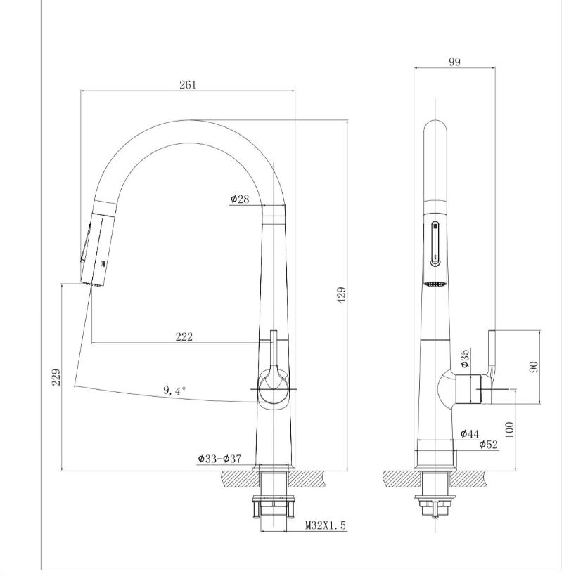 AALTO Single-Lever Sink Mixer (Pull-Out) 518GM ( GUN METAL ) / FREE EXPRESS DELIVERY - Image 4