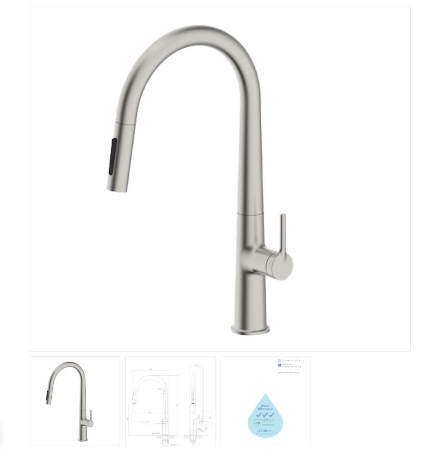 AALTO Single-Lever Sink Mixer (Pull-Out) 518M ( BRUSHED STEEL ) / FREE EXPRESS DELIVERY - Image 3