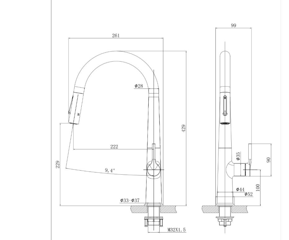 AALTO Single-Lever Sink Mixer (Pull-Out) 518M ( BRUSHED STEEL ) / FREE EXPRESS DELIVERY - Image 4