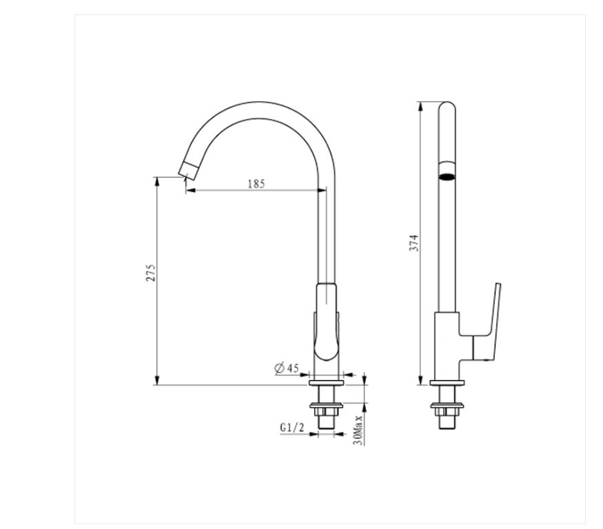 AALTO SINGLE-LEVER KITCHEN SINK TAP 8833GM ( GUN METAL ) / FREE EXPRESS DELIVERY - Image 3