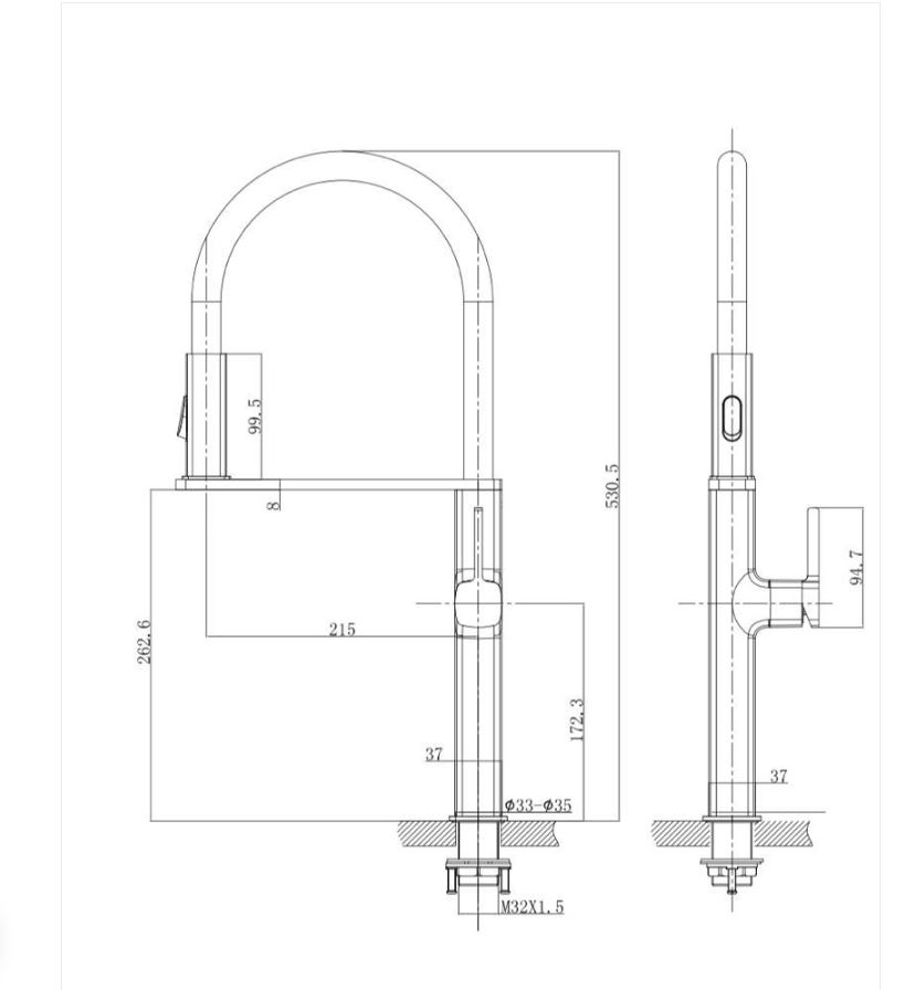 AALTO Single-Lever Sink Mixer (Pull-Out) 9079GM ( GUN METAL ) / FREE EXPRESS DELIVERY - Image 3