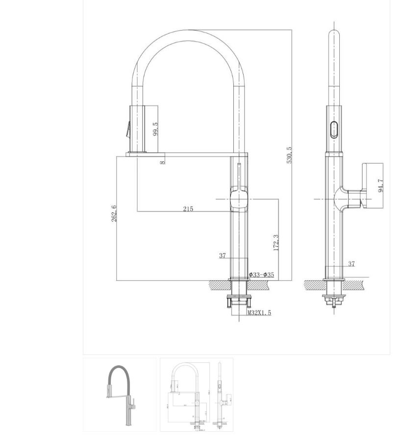 AALTO Single-Lever Sink Mixer (Pull-Out) 9079GM ( GUN METAL ) / FREE EXPRESS DELIVERY - Image 4