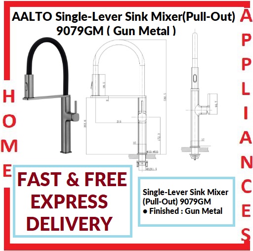AALTO Single-Lever Sink Mixer (Pull-Out) 9079GM ( GUN METAL ) / FREE EXPRESS DELIVERY