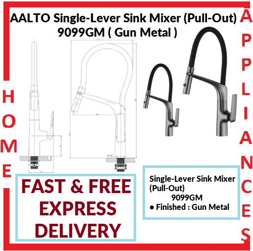 AALTO Single-Lever Sink Mixer (Pull-Out) 9099GM ( GUN METAL ) / FREE EXPRESS DELIVERY