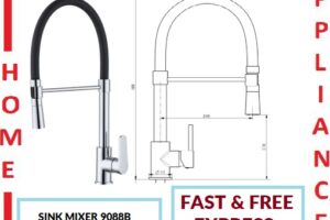 AALTO Single-Lever Sink Mixer 9088B ( Black + Chrome ) / FREE EXPRESS DELIVERY