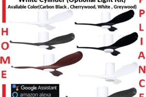 POINT ONE Blizzard ( 38" , 43" , 52" ) VSPEC-IV Smart Ceiling Fan With Competition White Cylinder , Optional Light Kit / FREE EXPRESS DELIVERY