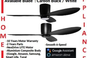 POINT ONE F63 ( 42" , 52" )  Smart Ceiling Fan With Carbon Black Cylinder , Optional Light Kit / FREE EXPRESS DELIVERY