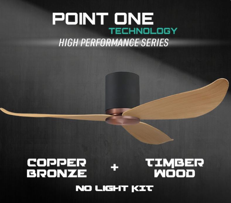 POINT ONE Gust ( 38" , 43" , 52" ) VSPEC-IV Smart Ceiling Fan With Black Cylinder + Copper Bronze Casing , Optional Light Kit / FREE EXPRESS DELIVERY - Image 7