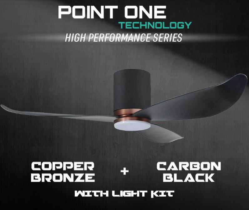 POINT ONE Gust ( 38" , 43" , 52" ) VSPEC-IV Smart Ceiling Fan With Black Cylinder + Copper Bronze Casing , Optional Light Kit / FREE EXPRESS DELIVERY - Image 6