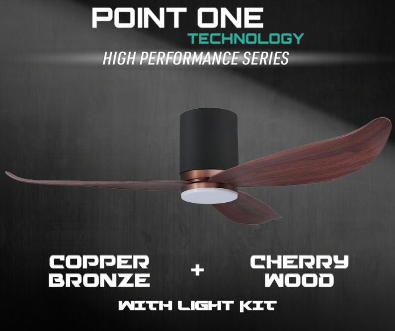 POINT ONE Gust ( 38" , 43" , 52" ) VSPEC-IV Smart Ceiling Fan With Black Cylinder + Copper Bronze Casing , Optional Light Kit / FREE EXPRESS DELIVERY - Image 5