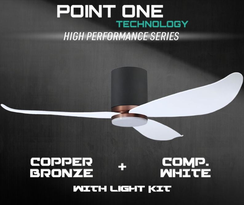 POINT ONE Gust ( 38" , 43" , 52" ) VSPEC-IV Smart Ceiling Fan With Black Cylinder + Copper Bronze Casing , Optional Light Kit / FREE EXPRESS DELIVERY - Image 4