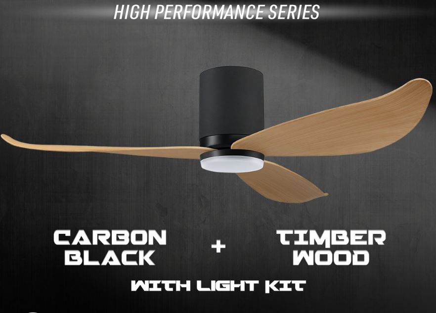 POINT ONE Gust ( 38" , 43" , 52" ) VSPEC-IV Smart Ceiling Fan With Black Cylinder +Carbon Black Casing , Optional Light Kit / FREE EXPRESS DELIVERY - Image 7