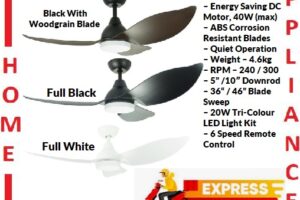 KHIND KHIND Mercury 36″ / 46″ DC Ceiling Fan with Light , DC Motor and 6 Speed Remote Control / FREE EXPRESS DELIVERY