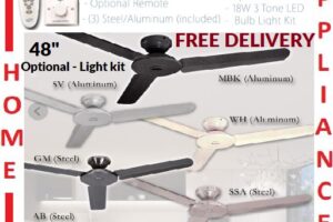 POINT ONE LMD 15 48" Steel/Aluminum Blade Ceiling Fan With AC MOTOR , 3 Steel/Aluminum blades , 3 Speed , Optional Light Kit  / FREE EXPRESS DELIVERY