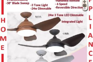 POINT ONE LMD 37 38" ABS Blade Ceiling Fan With DC MOTOR , 6 Speed reversible ,  (24w 3 Tone LED Dimmable) / FREE EXPRESS DELIVERY
