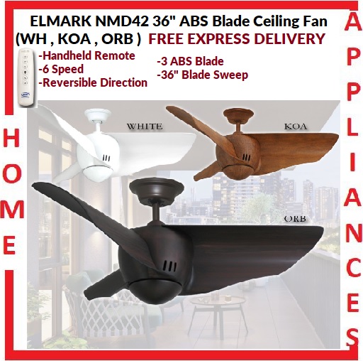 POINT ONE NMD 42 36" ABS Blade Ceiling Fan With DC MOTOR , 3 ABS blades , 6 Speed reversible / FREE EXPRESS DELIVERY