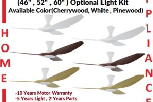 POINT ONE Cyclone ( 46" , 52" , 62" ) VSPEC-IV RS Smart Ceiling Fan With Competition White Cylinder , Optional Light Kit / FREE EXPRESS DELIVERY