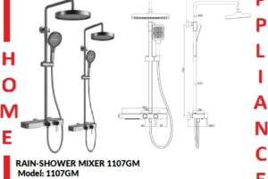AALTO RAIN-SHOWER MIXER 1107GM ( GUN METAL ) / FREE EXPRESS DELIVERY