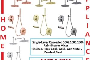 AALTO CONCEALED RAIN-SHOWER MIXER 1002.1003.1004 ( Rose Gold , Gold , Gun Metal , Brushed Steel ) / FREE EXPRESS DELIVERY