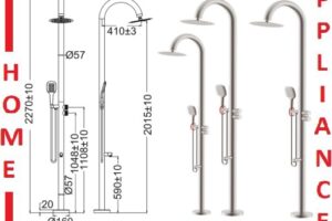 AALTO Outdoor Bath shower Mixer 4000M ( Brushed Steel ) / FREE EXPRESS DELIVERY