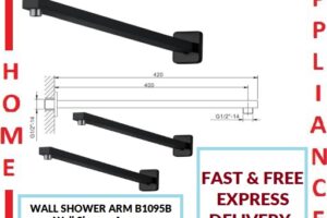 AALTO WALL SHOWER ARM B1095B ( Matte Black ) / FREE EXPRESS DELIVERY