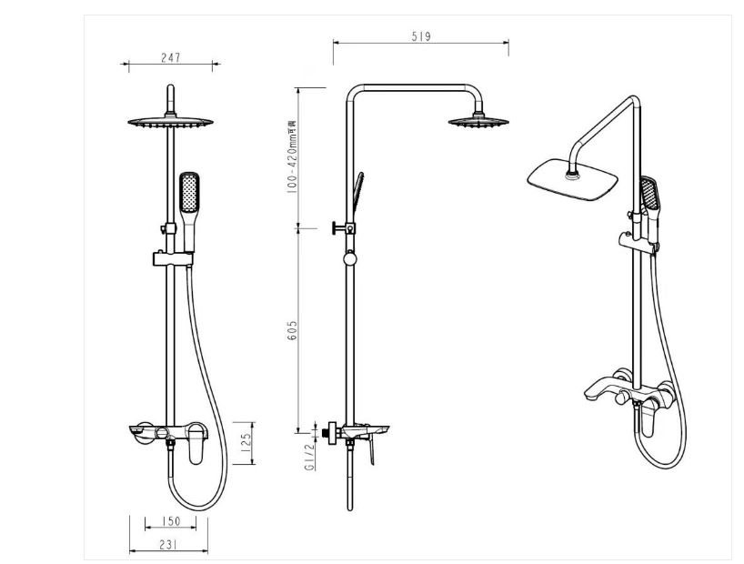 AALTO MODERN RAIN-SHOWER MIXER 3507C ( CHROME ) / FREE EXPRESS DELIVERY - Image 4