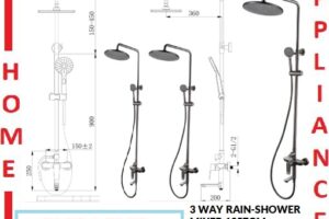 AALTO Single-Lever 3 Way Rain-Shower Mixer 1357GM ( Gun Metal ) / FREE EXPRESS DELIVERY